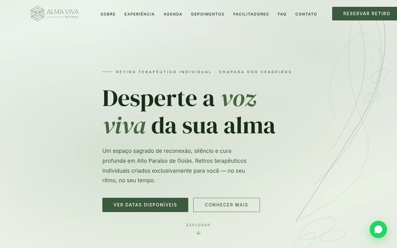 Site da Alma Viva Retiros