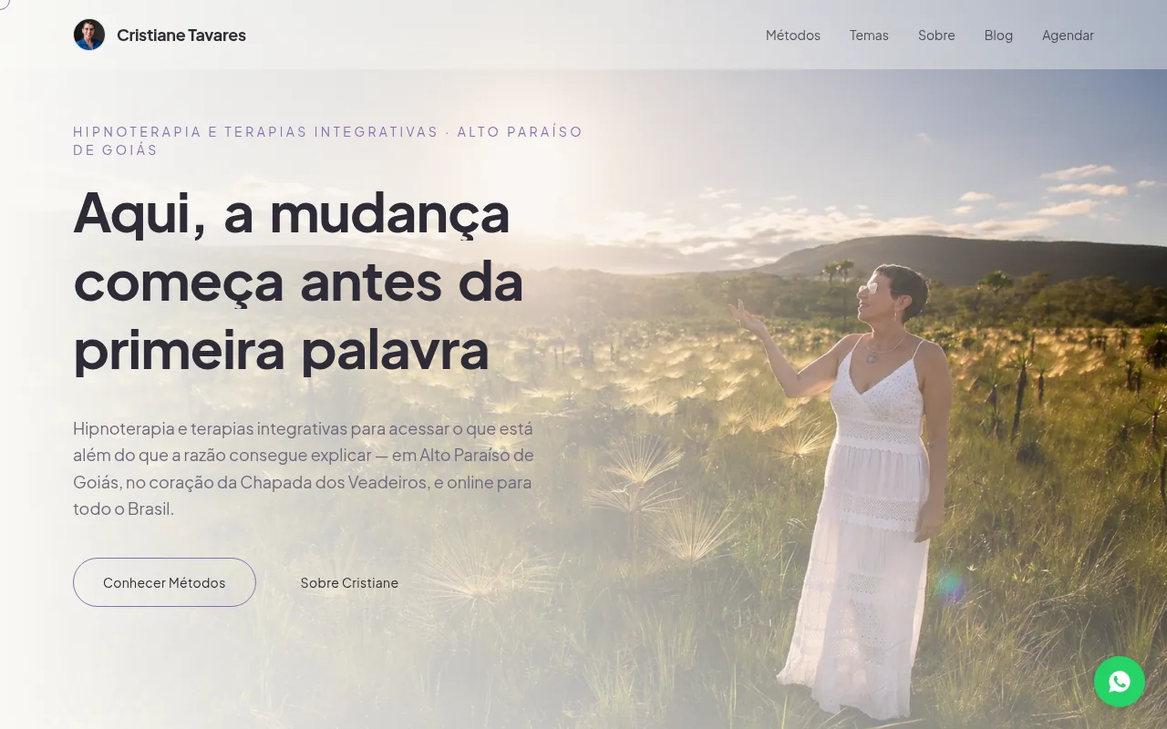 Site da hipnoterapeuta Cristiane Tavares