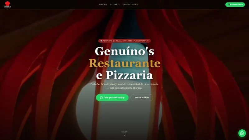 Site do Genuíno's Restaurante e Pizzaria