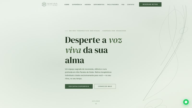 Site Alma Viva Retiros — Retiros terapêuticos