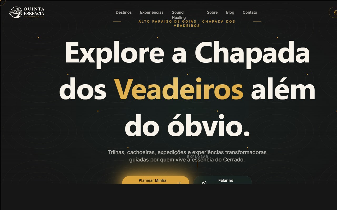 Site Quinta Essência Eco — Ecoturismo Chapada dos Veadeiros